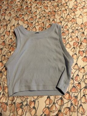 Forever 21 Light Blue Ribbed Cropped Tank